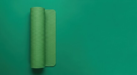 Obraz premium Two Green Yoga Mats Rolled Up On A Green Background