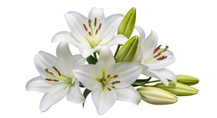 Fototapeta premium Elegance in Bloom: White Lilies Displaying Natural Beauty and Freshness