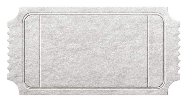 Blank ticket stub, light gray, rectangular, with decorative borders