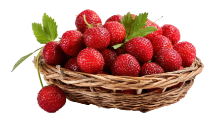 Fresh strawberries in a wicker basket