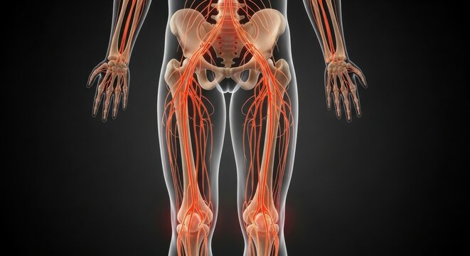 Detailed Visualization of the Human Nervous System and Skeletal Structure in the Lower Body