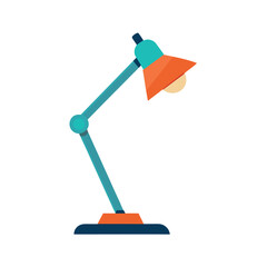 Modern Desk Lamp with Orange and Teal Accents on White Background Keywords: desk lamp, lighting