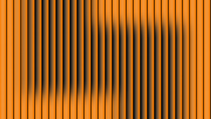 Abstract Background warm, modern pattern of vertical, rich orange bars with a subtle black gradient, creating a three-dimensional glass effect