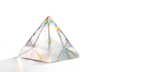 Fantasy crystal prism with rainbow glow and sparkling lights isolated PNG