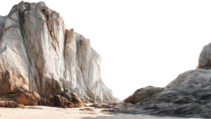 Rugged coastal cliffs meet a sandy beach