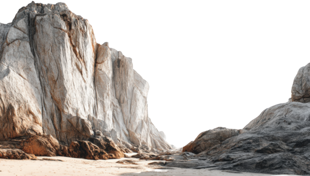 Rugged coastal cliffs meet a sandy beach