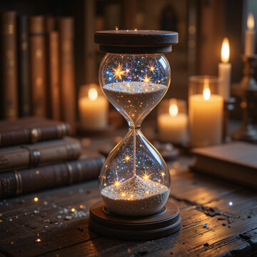 A shining hour glass with elegant background