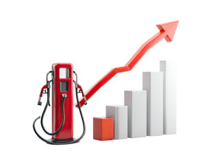 Red gas pump with rising red arrow graph (1)