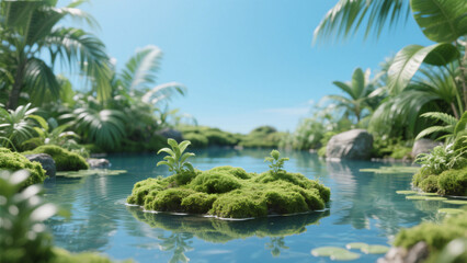 Fototapeta premium tropical island with palm tree