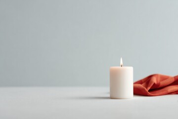 Soft candlelight illuminates serene space, complemented by warm fabric drape nearby