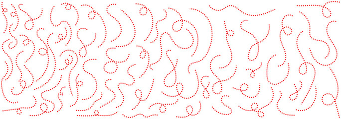 Route map dashed line silhouette. Abstract Hand-Drawn Dotted Line Collection. Dotted Spiral Curve Line. Hand Sketched Curly Border. Long squiggle dashed. Continuous Dashed Line Flow Textures