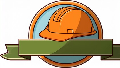 Fototapeta premium hard hat on award badge isolated on white background isolated on white background
