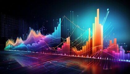 business graph and chart concept colorful data visualization and financial analysis for report and presentation generative ai
