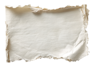 A creased, off-white rectangular piece of paper with ragged edges