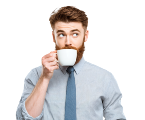 Man enjoying coffee break at work