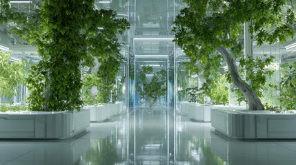 Innovative hydroponic farming techniques urban greenhouse digital art futuristic environment aerial view sustainable agriculture