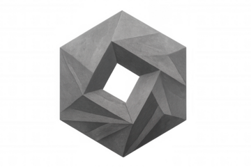 Hexagonal geometric pattern displaying crystalline symmetry, transparent design revealing intricate architectural structure