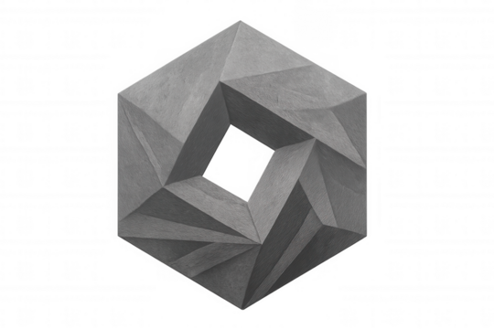 Hexagonal geometric pattern displaying crystalline symmetry, transparent design revealing intricate architectural structure