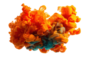 Abstract ink blot in orange and teal