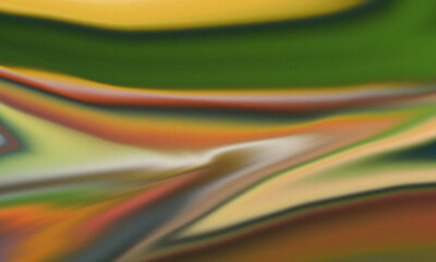 Abstract landscape with blurred lines in shades of green, orange, and yellow