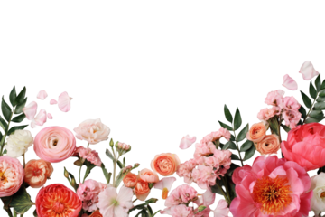 Floral arrangement border on black