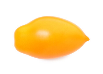 One ripe yellow tomato isolated on white, top view