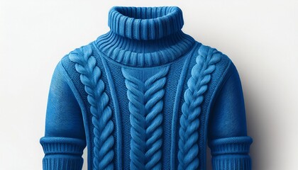 ai generated image of blue knit turtleneck sweater isolated on white background
