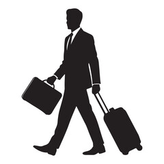 Silhouette of Businessman Walking with Briefcase