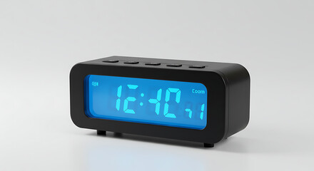 Sleek Black Digital Alarm Clock Displaying 12:40, Perfect for Modern Bedroom D?cor and a Simple Way to Stay on Schedule