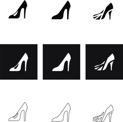 Women’s chic footwear high heel vector icons in different styles, ideal for clothing lines, boutique branding, and stylish fashion posters.
