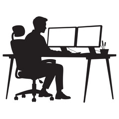 Silhouette of Businessman Walking with Briefcase