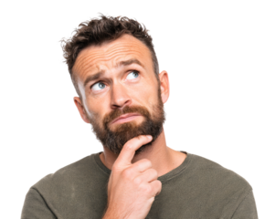 Man pondering a question