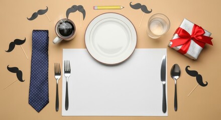 Celebration of Fatherhood with a Special Table Setting and Gifts