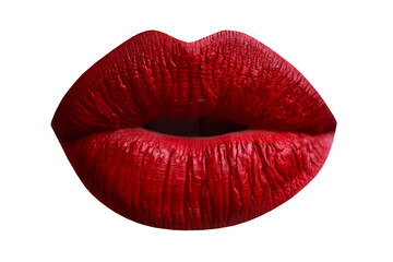 Female lips with red lipstick isolated on white