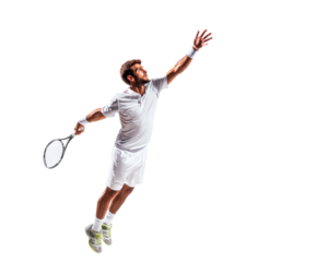 Tennis player serving the ball