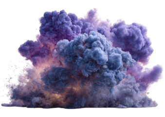 Purple and blue smoke explosion