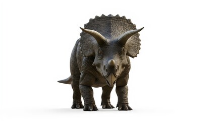 Fototapeta premium Close-Up of Triceratops Horns and Crest Isolated on White Background