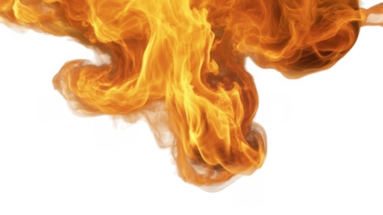 Ai generated image of string of warm yellow glowing light bulbs hanging on a wire, isolated on transparent background