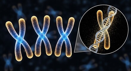 Detailed illustration of human chromosomes showing dna structure within