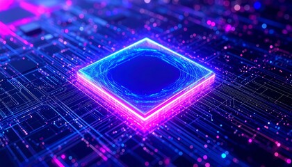 Abstract circuit board with glowing chip (2)