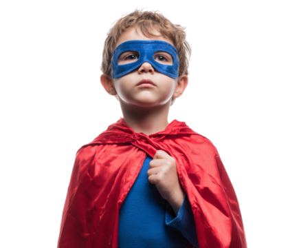 A little boy in a superhero costume, ready to fight for justice and do good.
