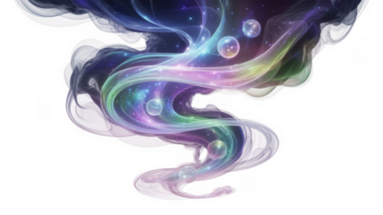 Ai generated image of swirling abstract blue liquid or smoke forming elegant curves and shapes, isolated on transparent background