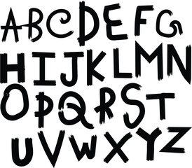 Hand drawn alphabet letters font illustration set