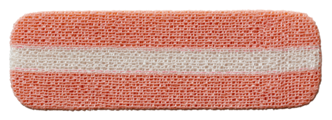 Rectangular bandage strip, light salmon-pink color with a light beige/off-white horizontal stripe