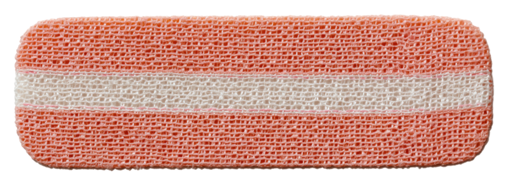 Rectangular bandage strip, light salmon-pink color with a light beige/off-white horizontal stripe