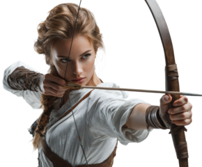 Woman archer aiming a bow and arrow