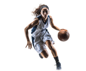 Female basketball player dribbling the ball