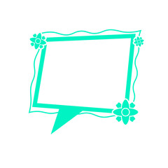 green speech box frame and cute flower
