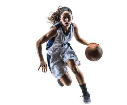 Female basketball player dribbling the ball