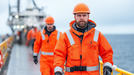 Fototapeta premium Marine worker in helmet in ship yard